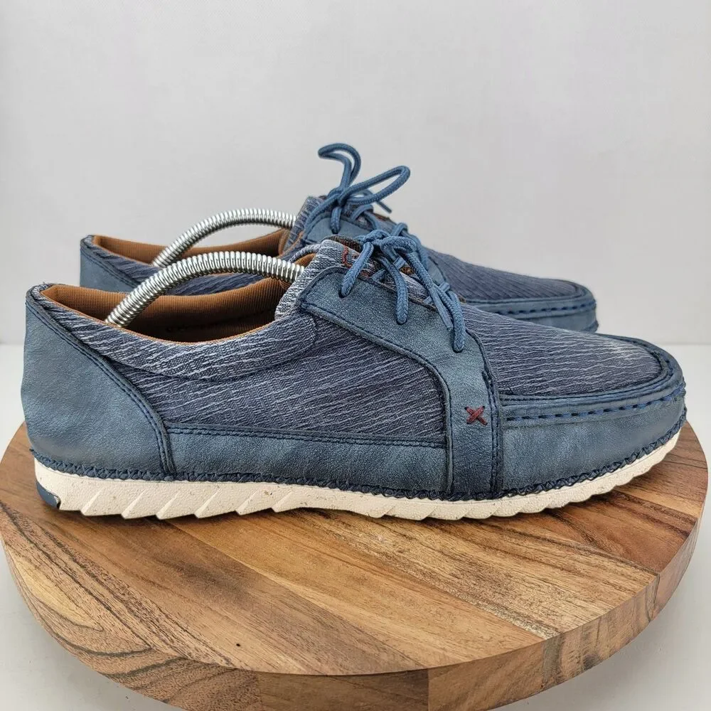 Twisted X Mens Size 9.5 Blue Zero-X Moc Toe Lace Up Sneakers MZX0008